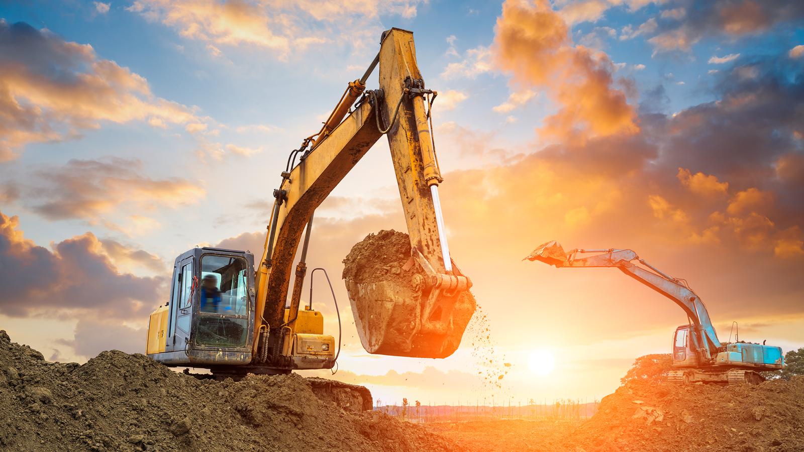 road roller on the construction site