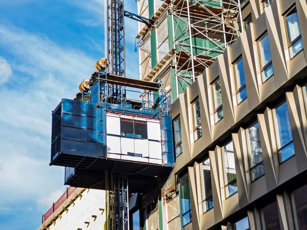 freight crane carries a load