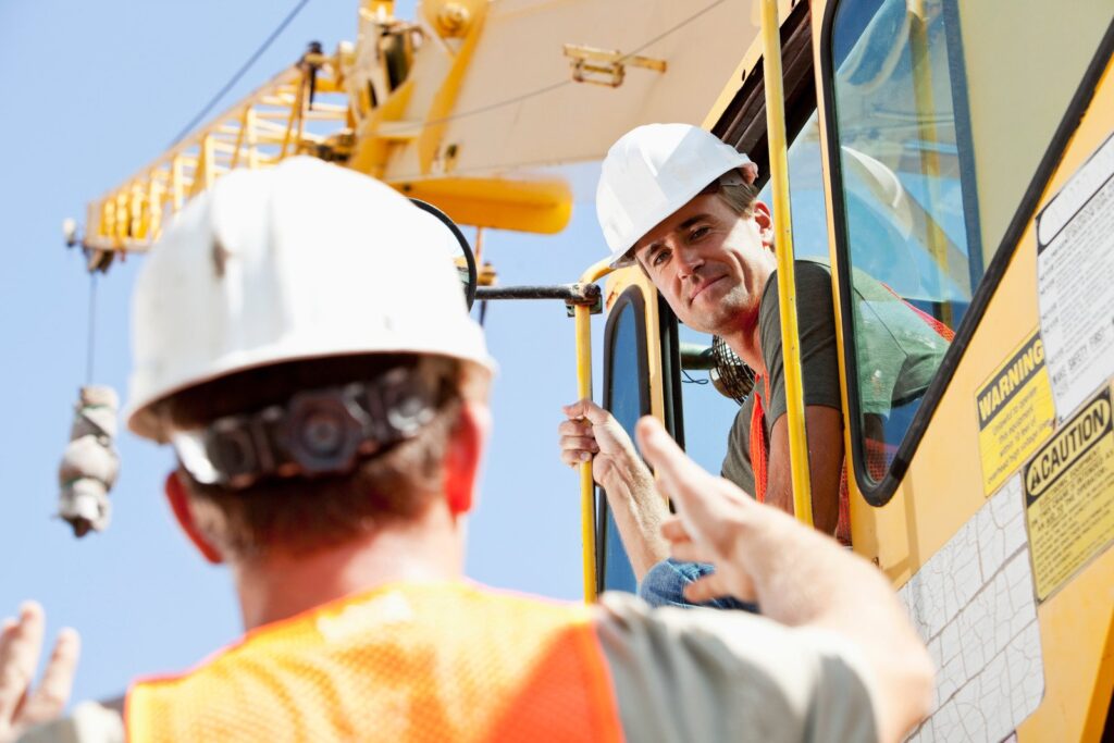 Man in safety helmet on construction site