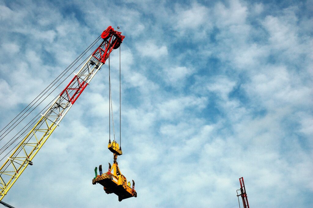 ship's crane in operation