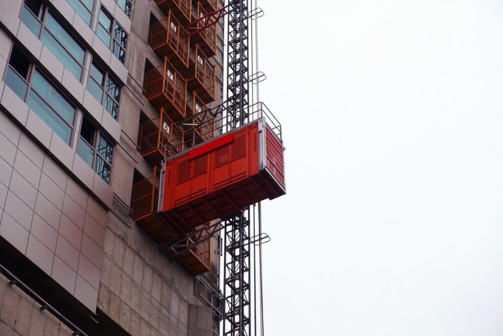 Freight construction crane in operation