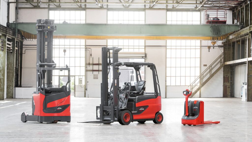 electric forklift in warehouse