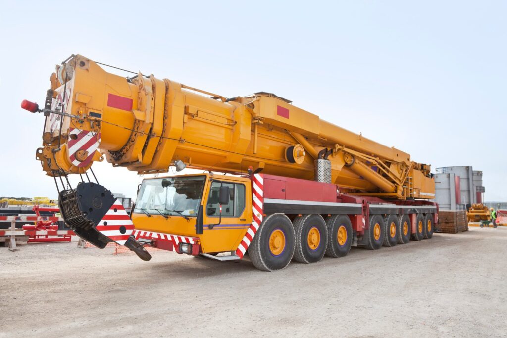 Mobile crane on building site