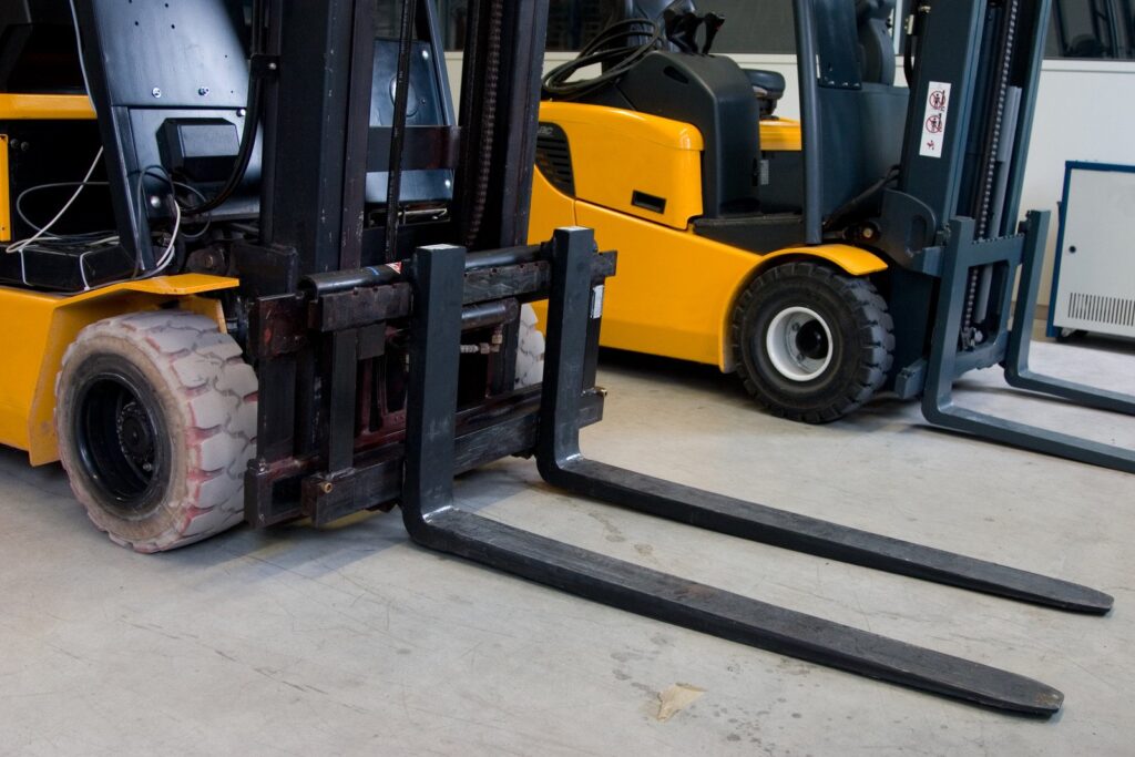 forklift truck at a standstill