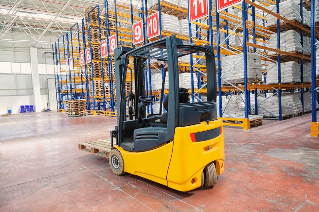 forklift truck in the hall