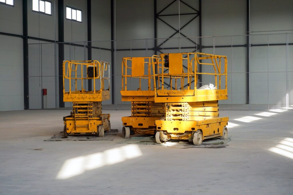 scissor lift in operation