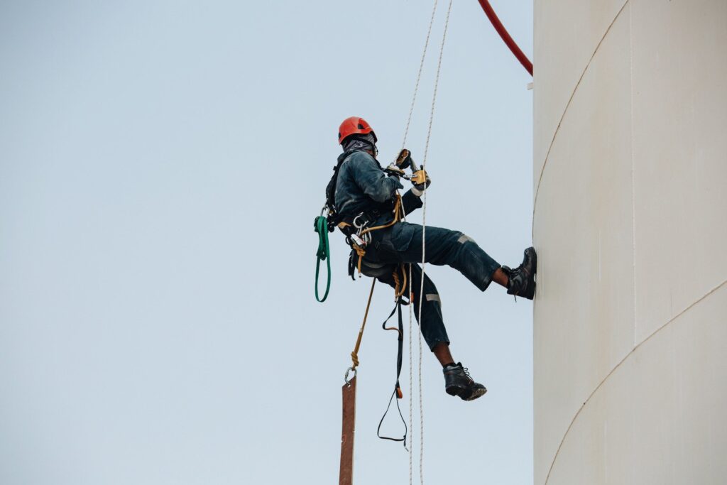 Industrial climber at height