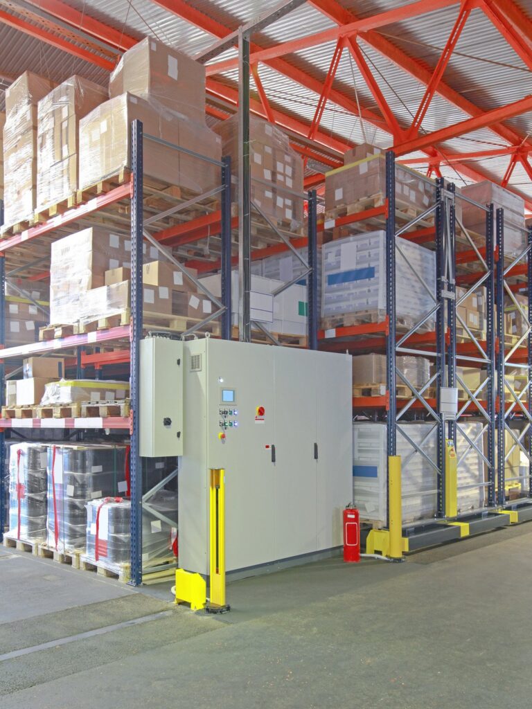 Shelving in the warehouse