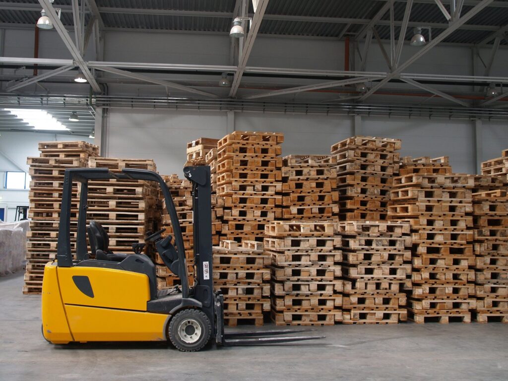 forklift truck in warehouse